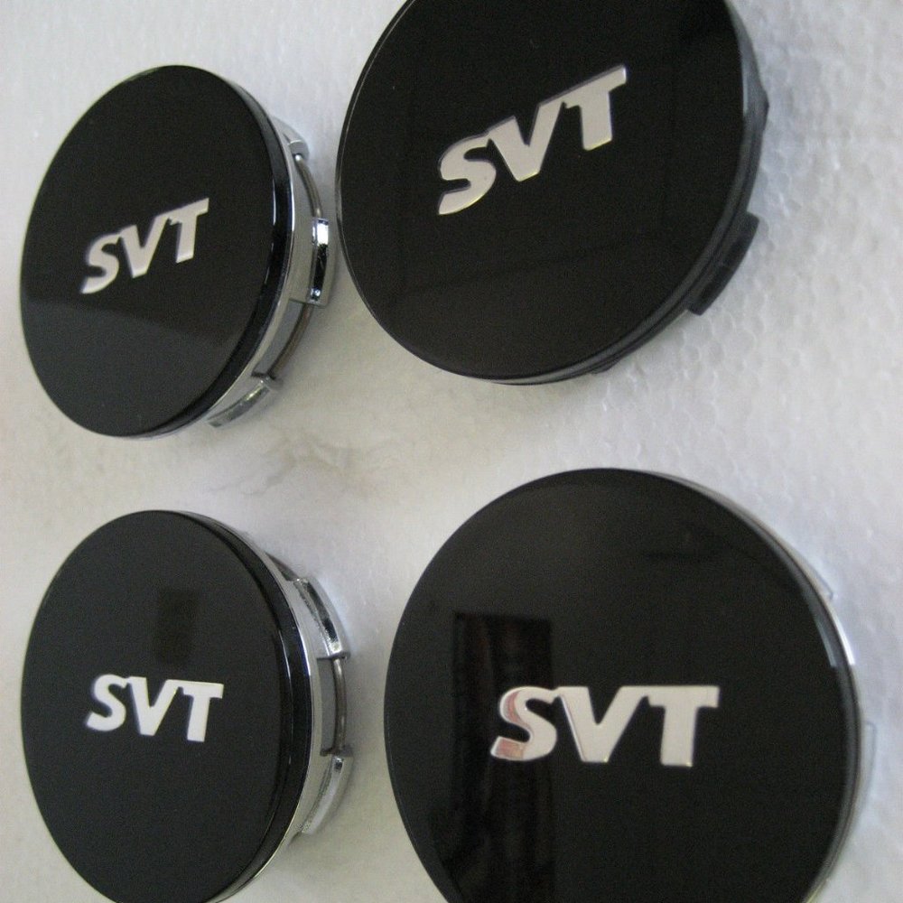 Four New FORD MUSTANG SVT F150 FOCUS 2.5 Inch Black Wheel Rim Center Caps